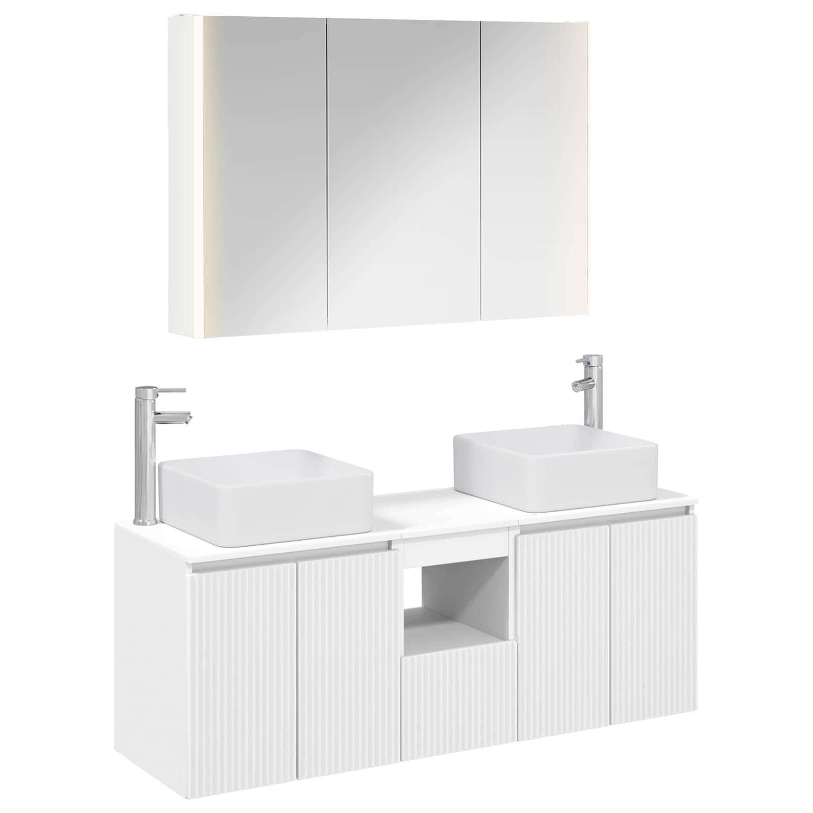 vidaXL Badezimmerschrank-Set 4 pcs Weiß Holzwerkstoff