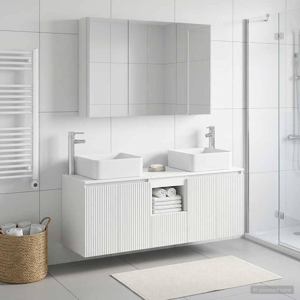 vidaXL Badezimmerschrank-Set 4 pcs Weiß Holzwerkstoff