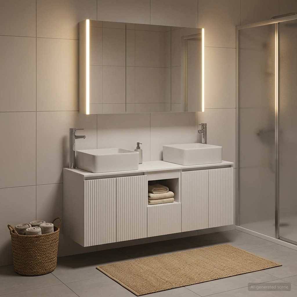 vidaXL Badezimmerschrank-Set 4 pcs Weiß Holzwerkstoff
