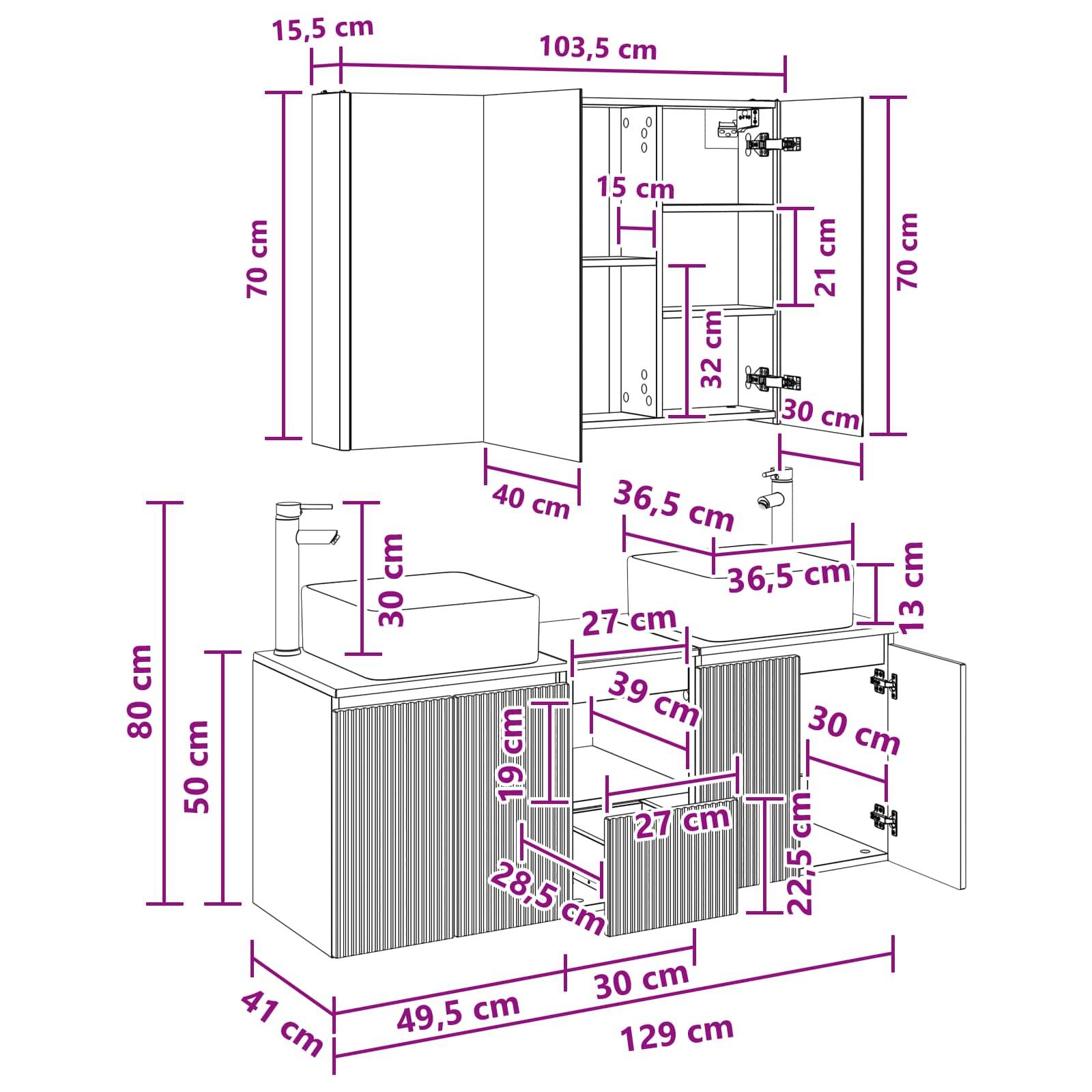 vidaXL Badezimmerschrank-Set 4 Stk. Artisan-Eiche Holzwerkstoff