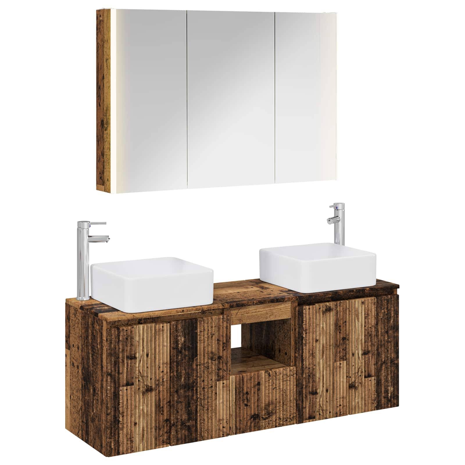 vidaXL Badezimmerschrank-Set 4 pcs Altholz Holzwerkstoff