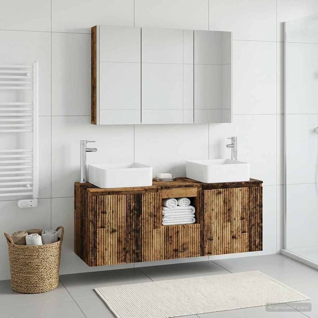 vidaXL Badezimmerschrank-Set 4 pcs Altholz Holzwerkstoff