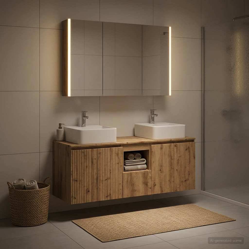 vidaXL Badezimmerschrank-Set 4 Stk. Artisan-Eiche Holzwerkstoff