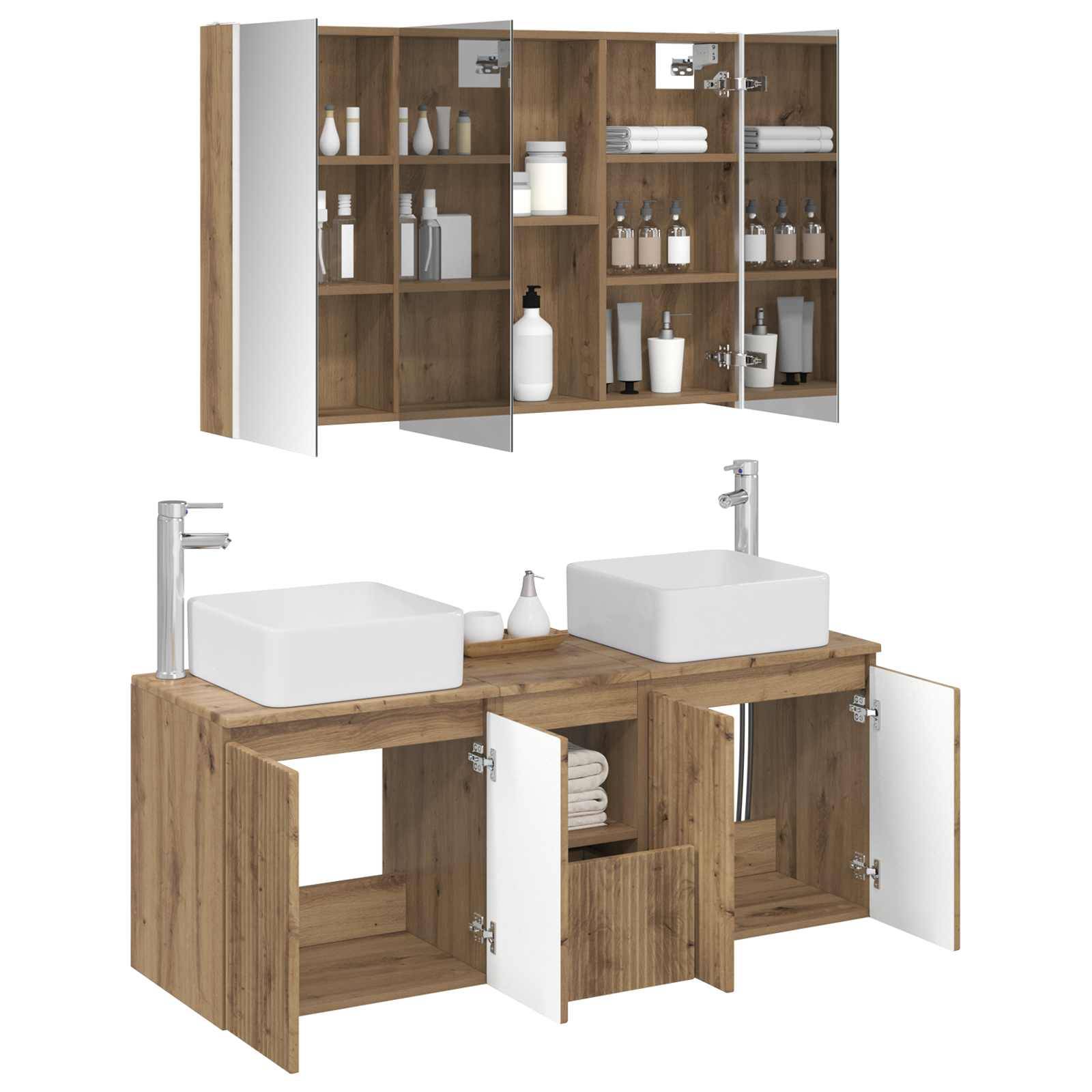 vidaXL Badezimmerschrank-Set 4 Stk. Artisan-Eiche Holzwerkstoff