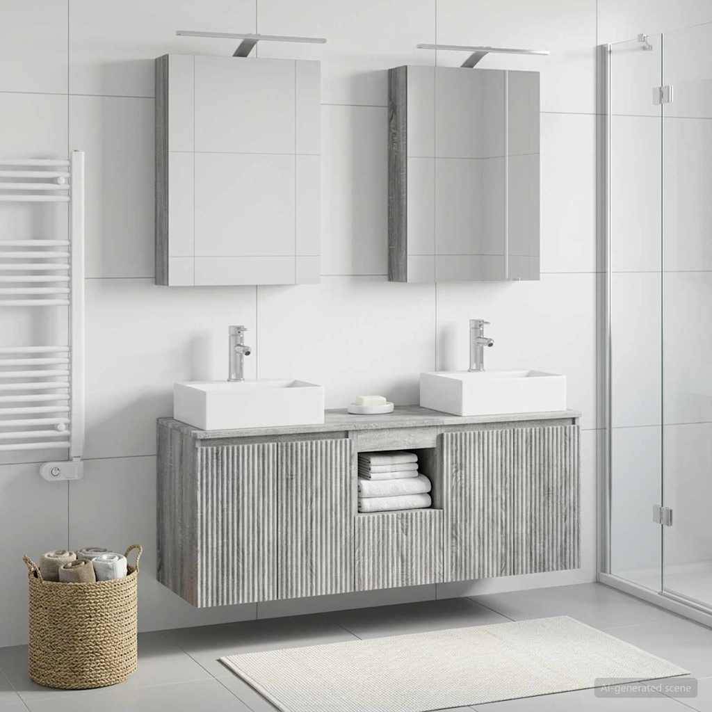 vidaXL Badezimmerschrank-Set 5 pcs Grau Sonoma Holzwerkstoff