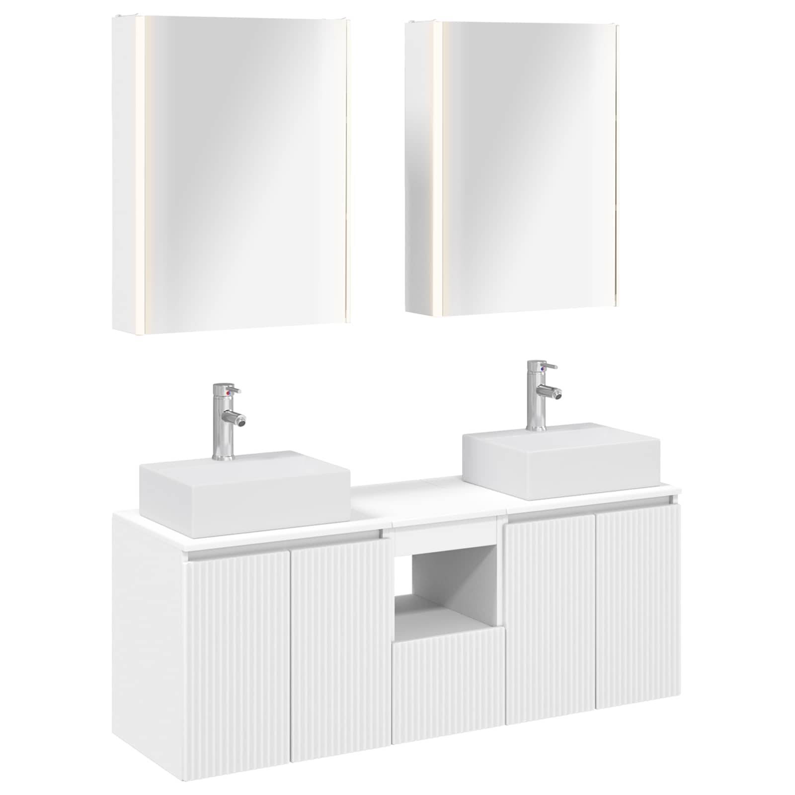 vidaXL Badezimmerschrank-Set 5 pcs Weiß Holzwerkstoff