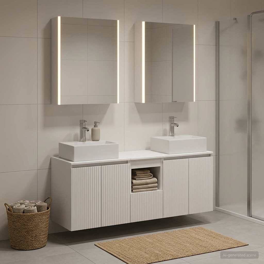 vidaXL Badezimmerschrank-Set 5 pcs Weiß Holzwerkstoff