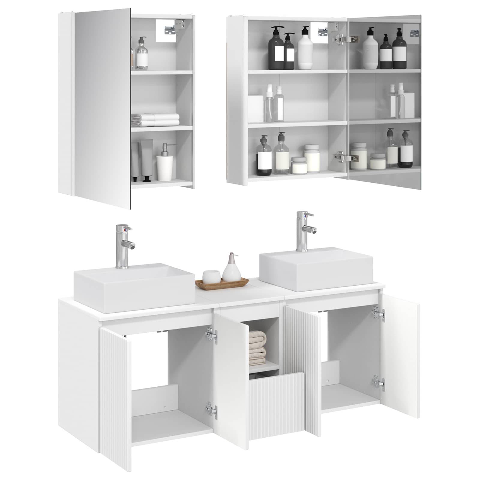 vidaXL Badezimmerschrank-Set 5 pcs Weiß Holzwerkstoff