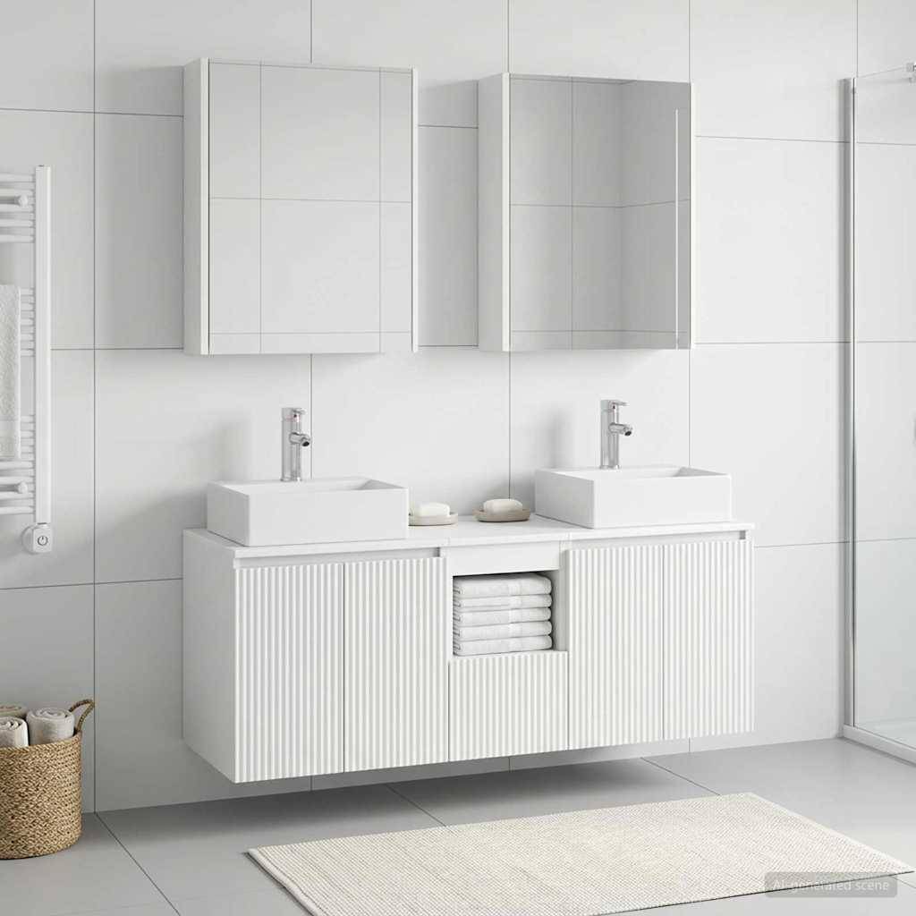 vidaXL Badezimmerschrank-Set 5 pcs Weiß Holzwerkstoff