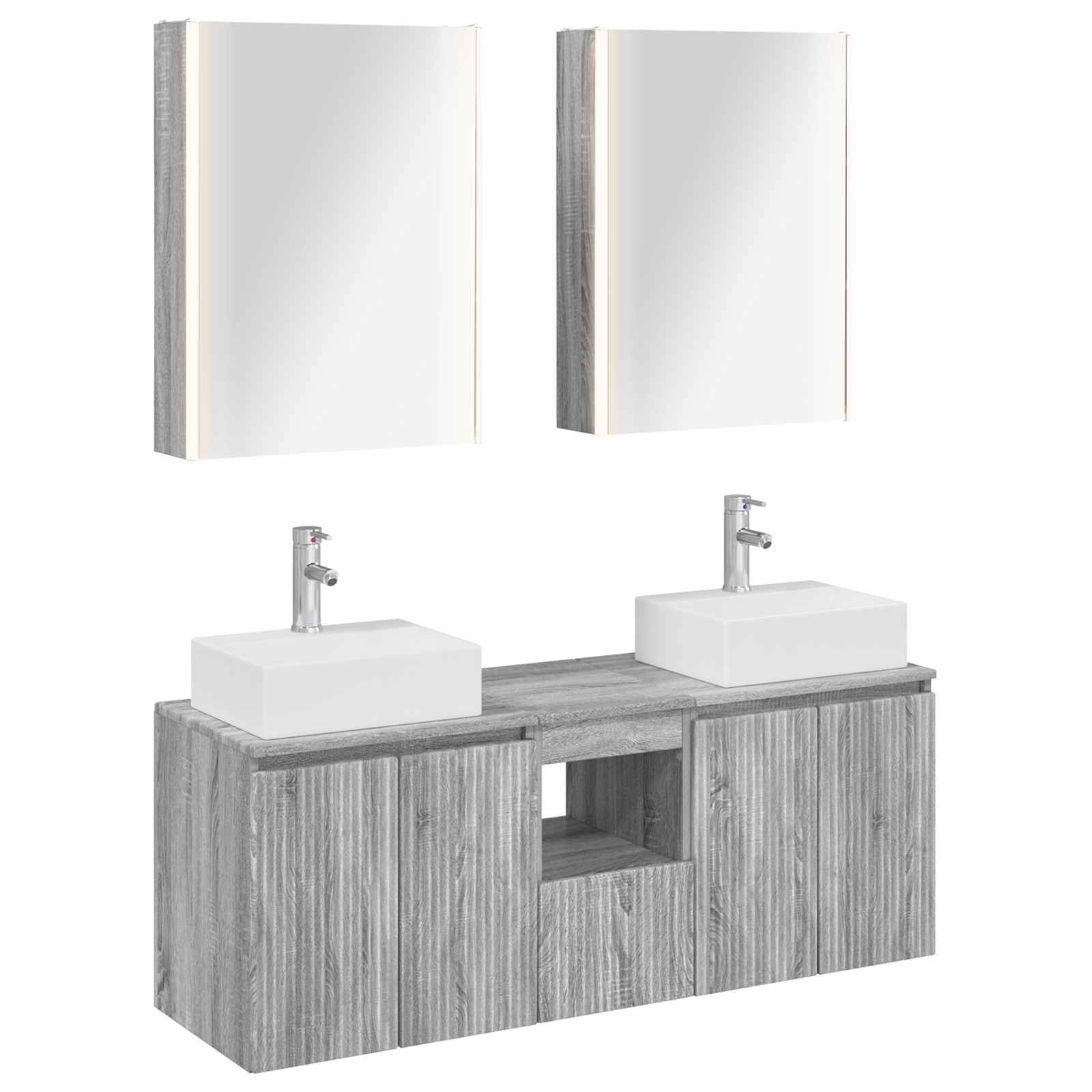 vidaXL Badezimmerschrank-Set 5 pcs Grau Sonoma Holzwerkstoff