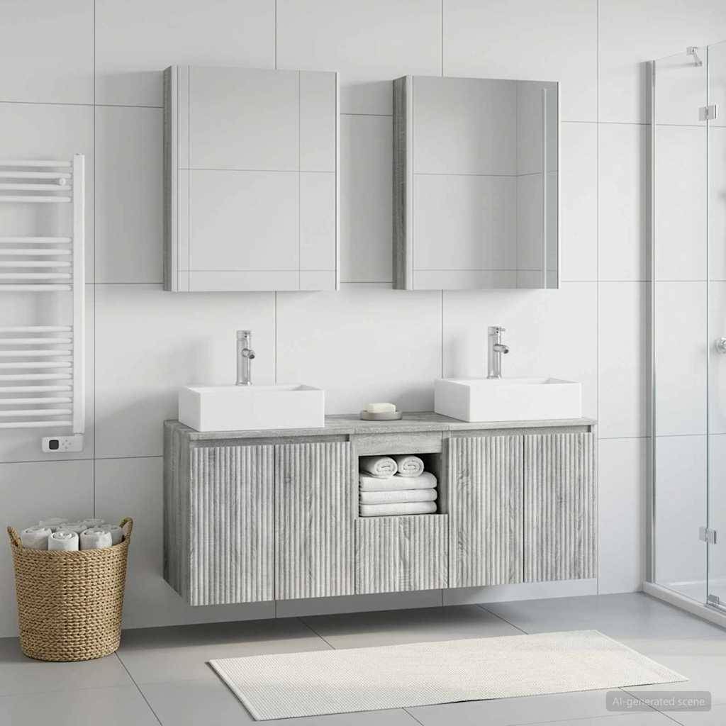 vidaXL Badezimmerschrank-Set 5 pcs Grau Sonoma Holzwerkstoff