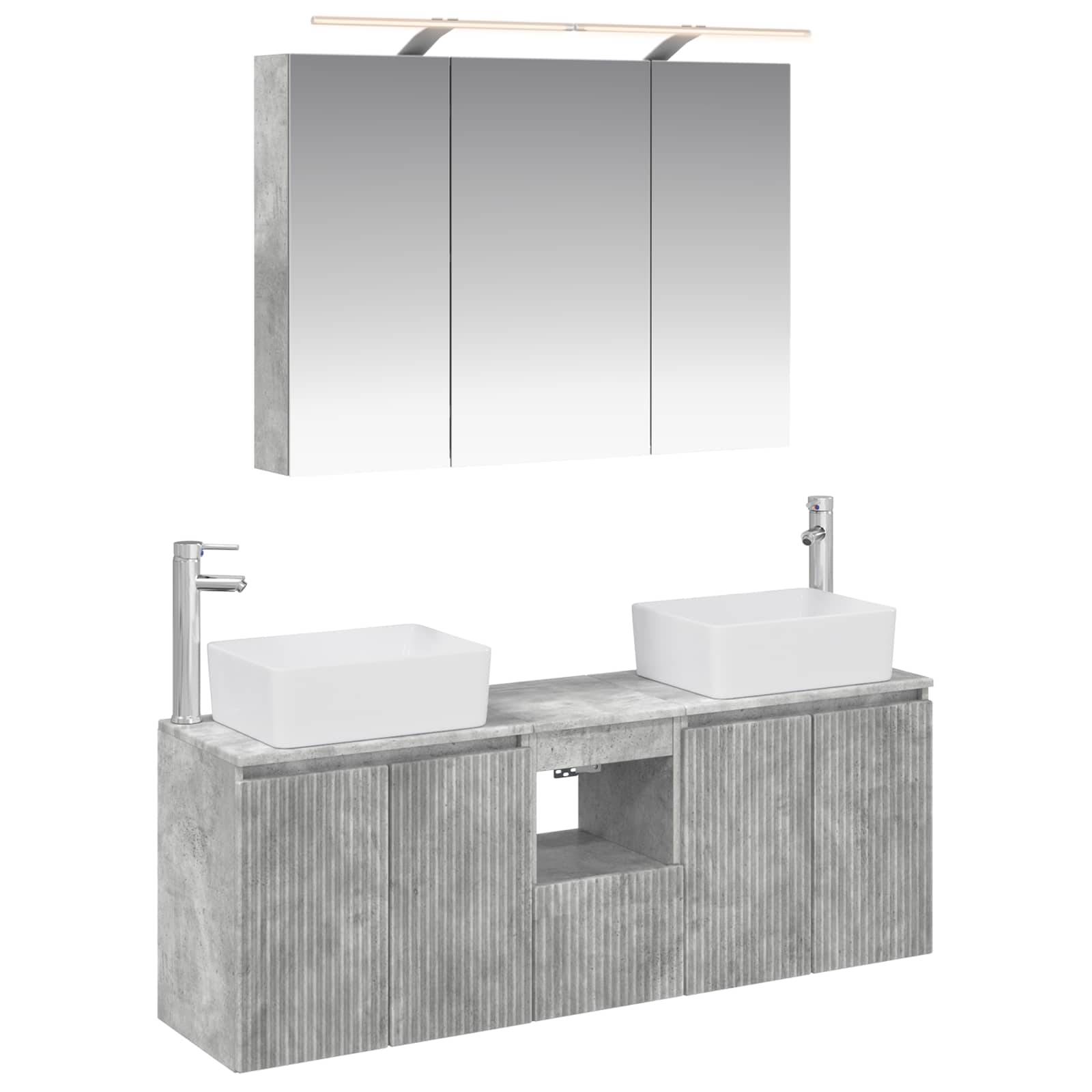 vidaXL Badezimmerschrank-Set 4 pcs Betongrau Holzwerkstoff