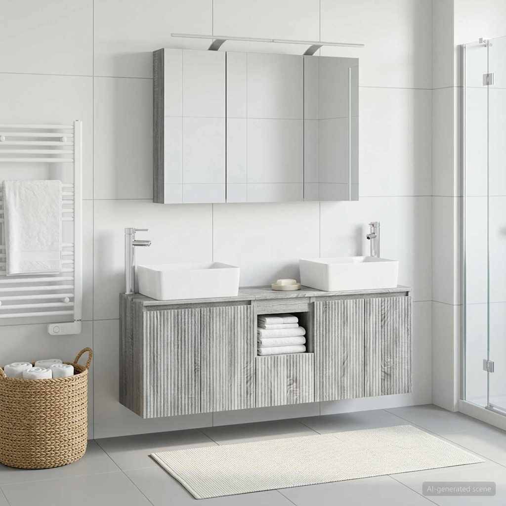 vidaXL Badezimmerschrank-Set 4 pcs Grau Sonoma Holzwerkstoff