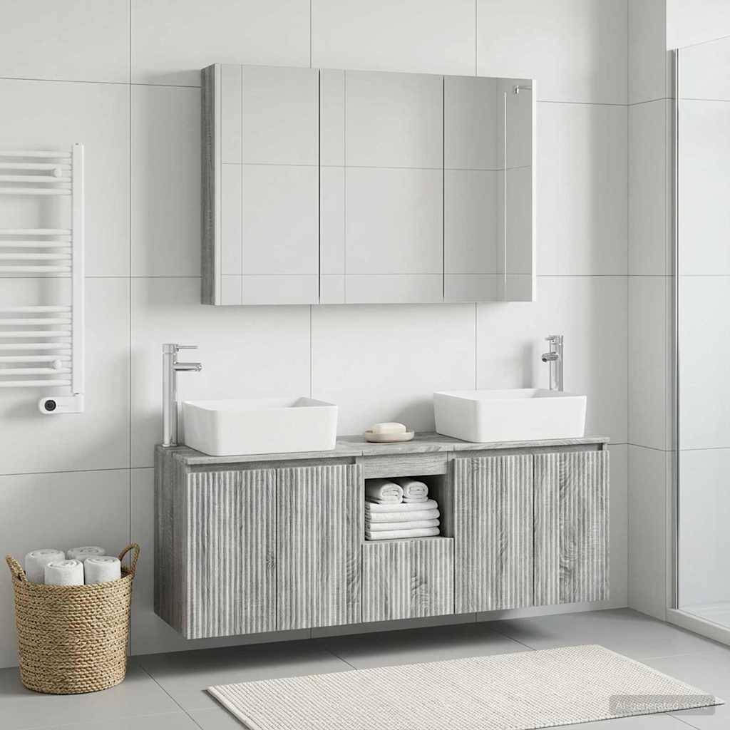 vidaXL Badezimmerschrank-Set 4 pcs Grau Sonoma Holzwerkstoff