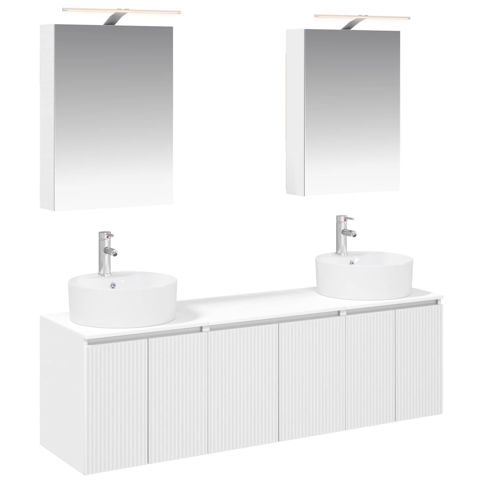 vidaXL Badezimmerschrank-Set 5 pcs Weiß Holzwerkstoff