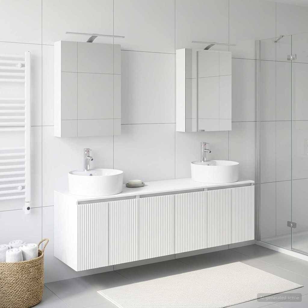 vidaXL Badezimmerschrank-Set 5 pcs Weiß Holzwerkstoff