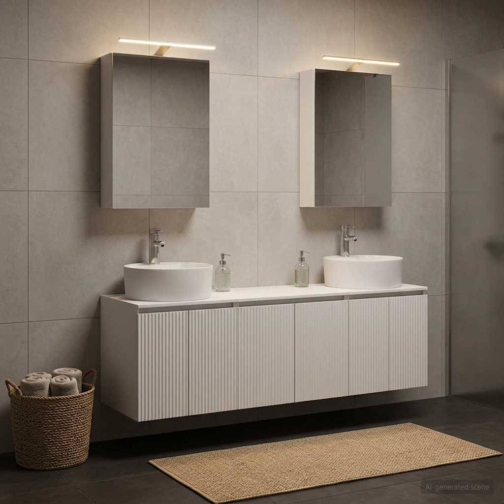 vidaXL Badezimmerschrank-Set 5 pcs Weiß Holzwerkstoff
