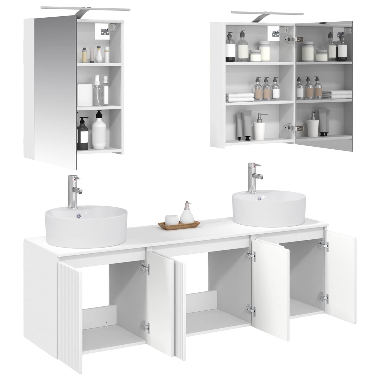 vidaXL Badezimmerschrank-Set 5 pcs Weiß Holzwerkstoff