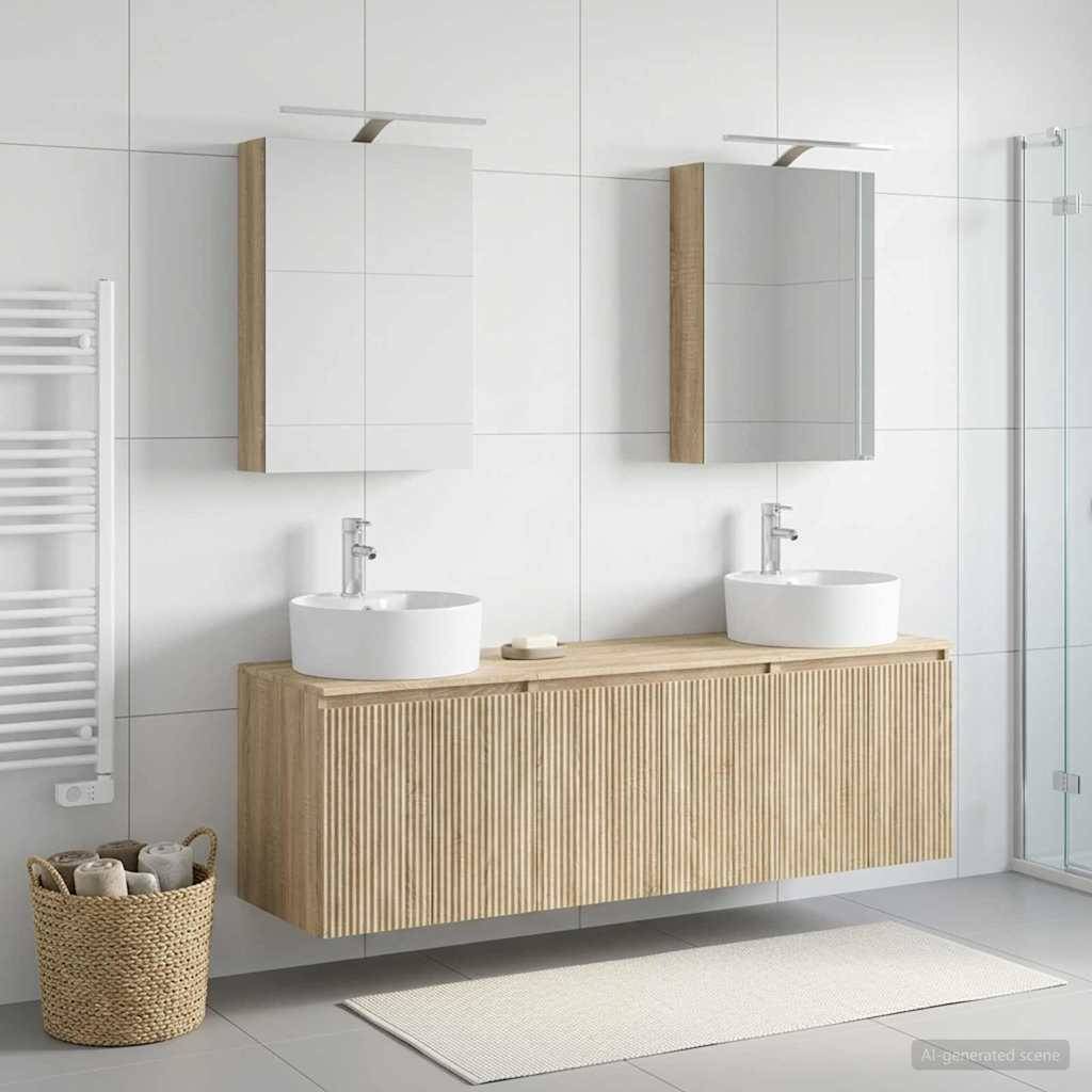 vidaXL Badezimmerschrank-Set 5 pcs Sonoma-Eiche Holzwerkstoff