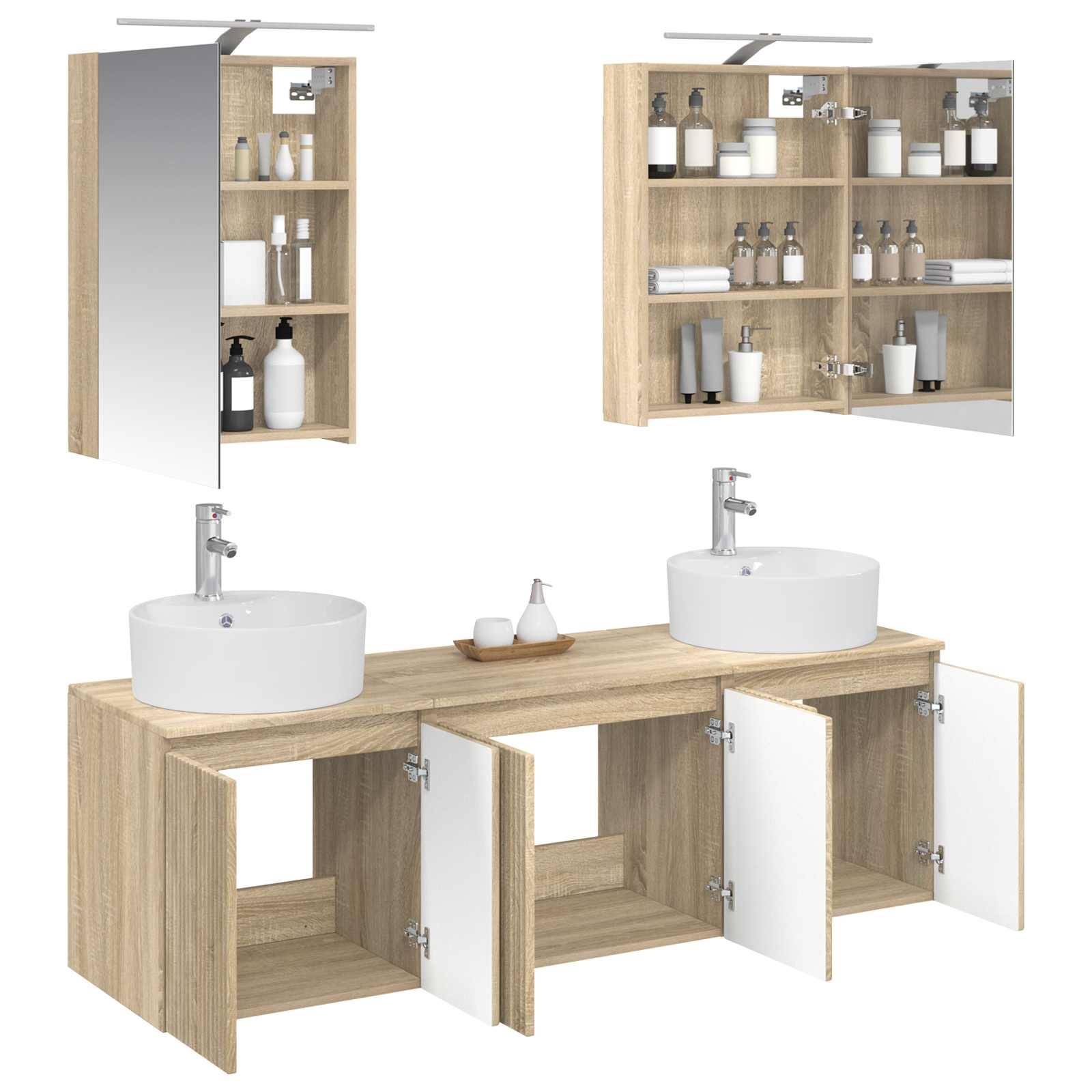 vidaXL Badezimmerschrank-Set 5 pcs Sonoma-Eiche Holzwerkstoff