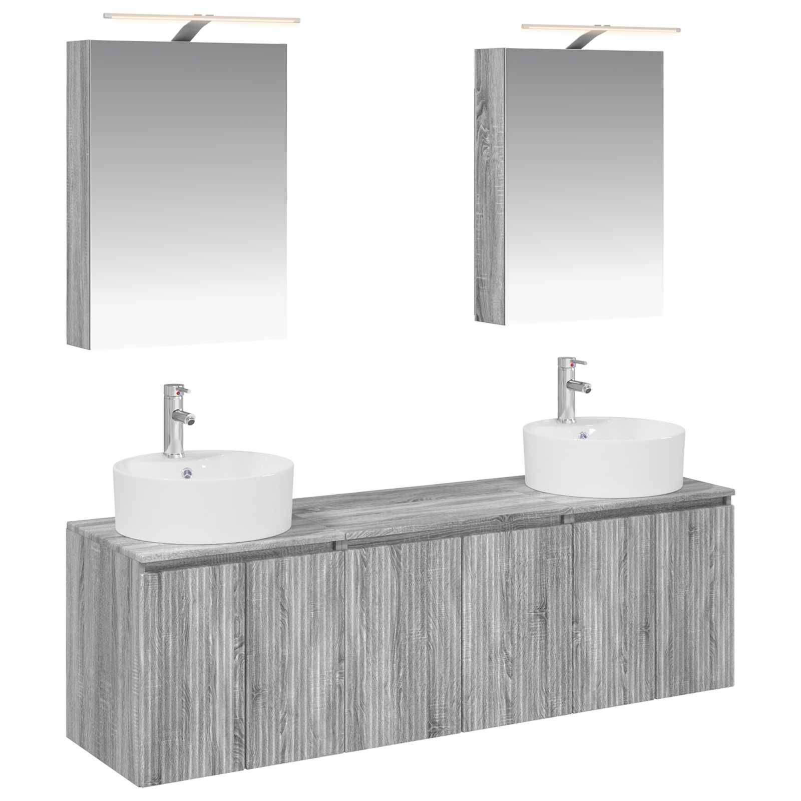 vidaXL Badezimmerschrank-Set 5 pcs Grau Sonoma Holzwerkstoff