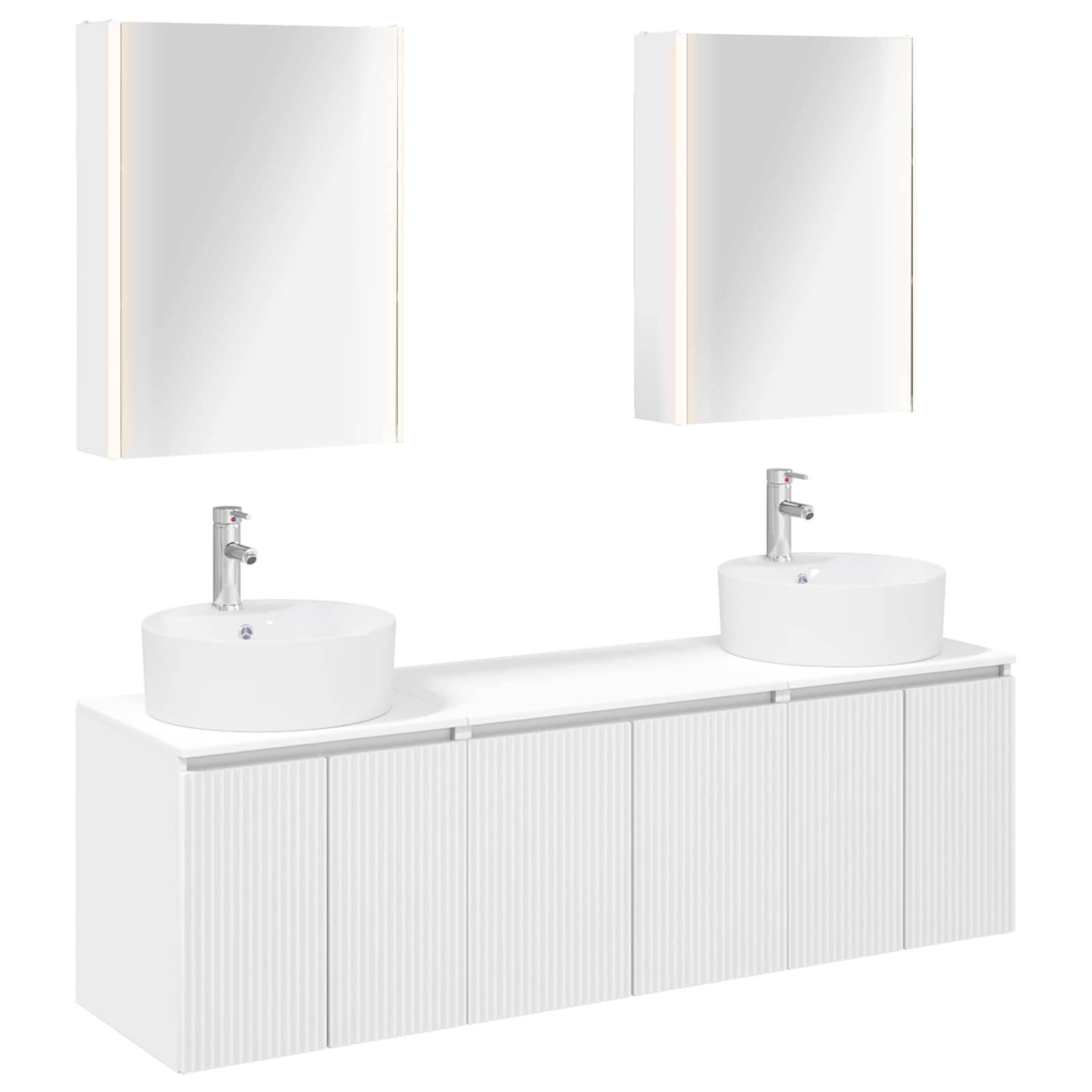vidaXL Badezimmerschrank-Set 5 pcs Weiß Holzwerkstoff