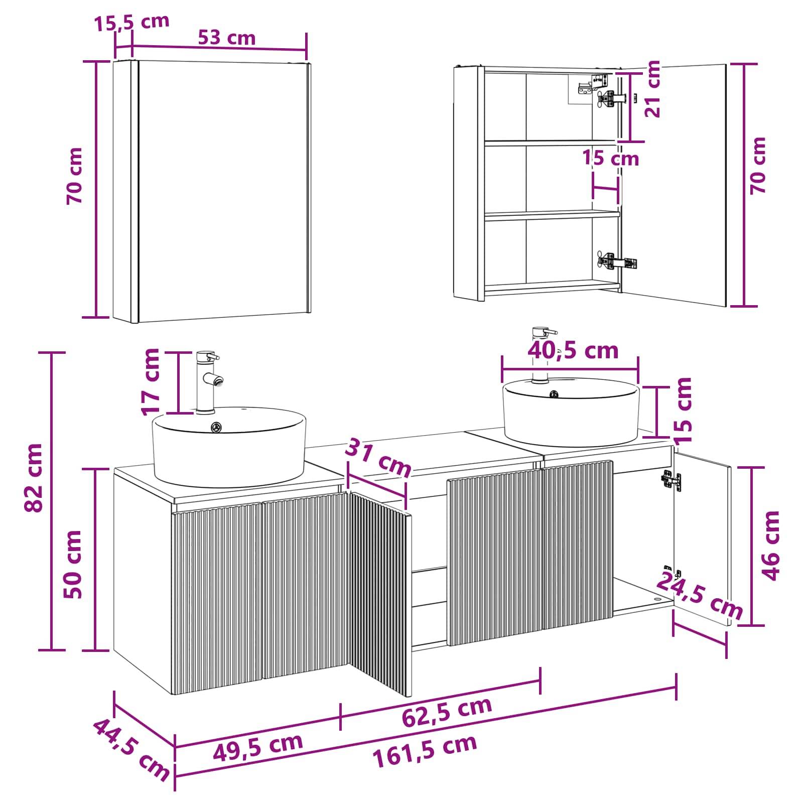 vidaXL Badezimmerschrank-Set 5 Stk. Artisan-Eiche Holzwerkstoff