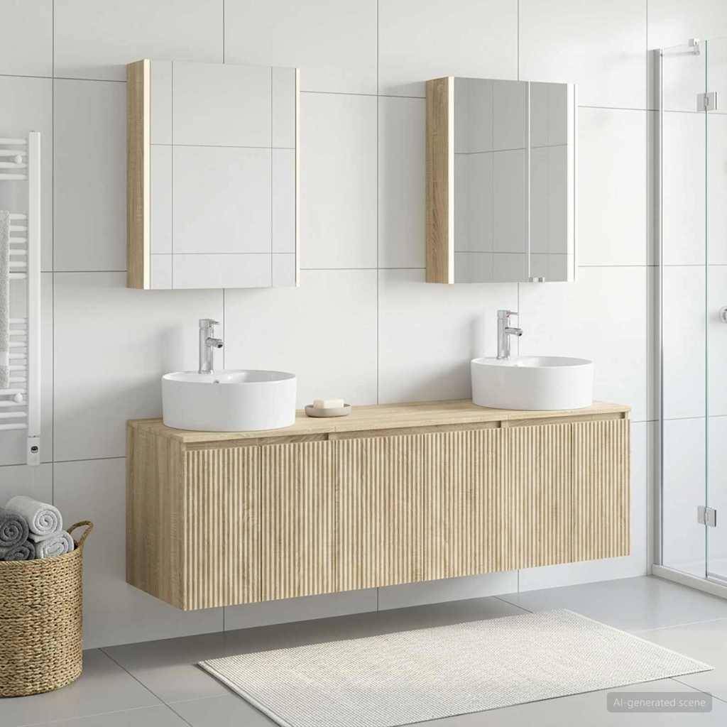 vidaXL Badezimmerschrank-Set 5 pcs Sonoma-Eiche Holzwerkstoff