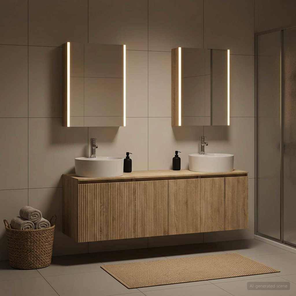vidaXL Badezimmerschrank-Set 5 pcs Sonoma-Eiche Holzwerkstoff