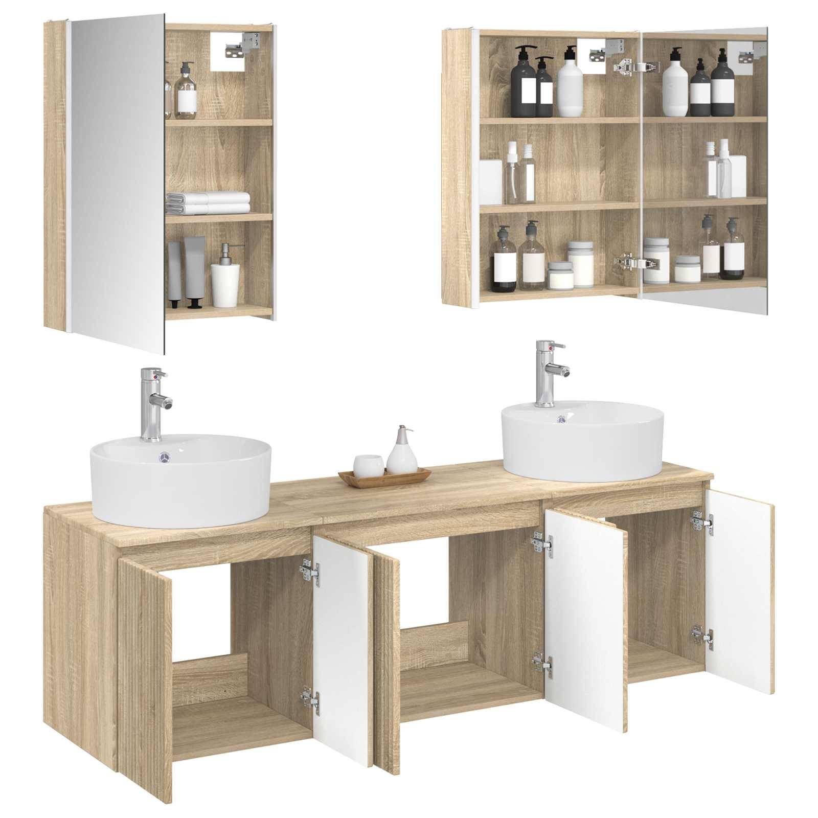 vidaXL Badezimmerschrank-Set 5 pcs Sonoma-Eiche Holzwerkstoff