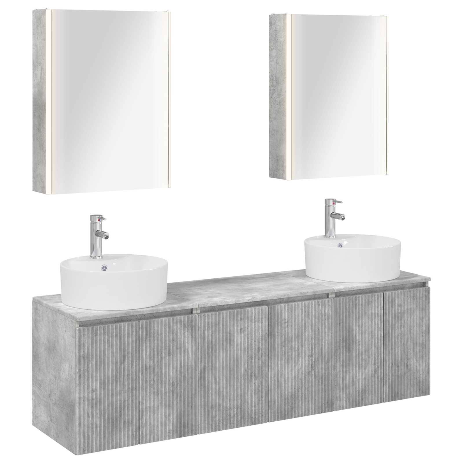 vidaXL Badezimmerschrank-Set 5 pcs Betongrau Holzwerkstoff