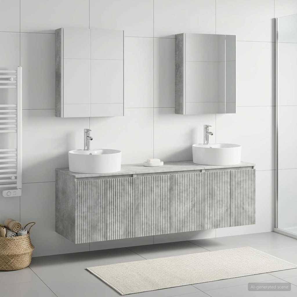 vidaXL Badezimmerschrank-Set 5 pcs Betongrau Holzwerkstoff