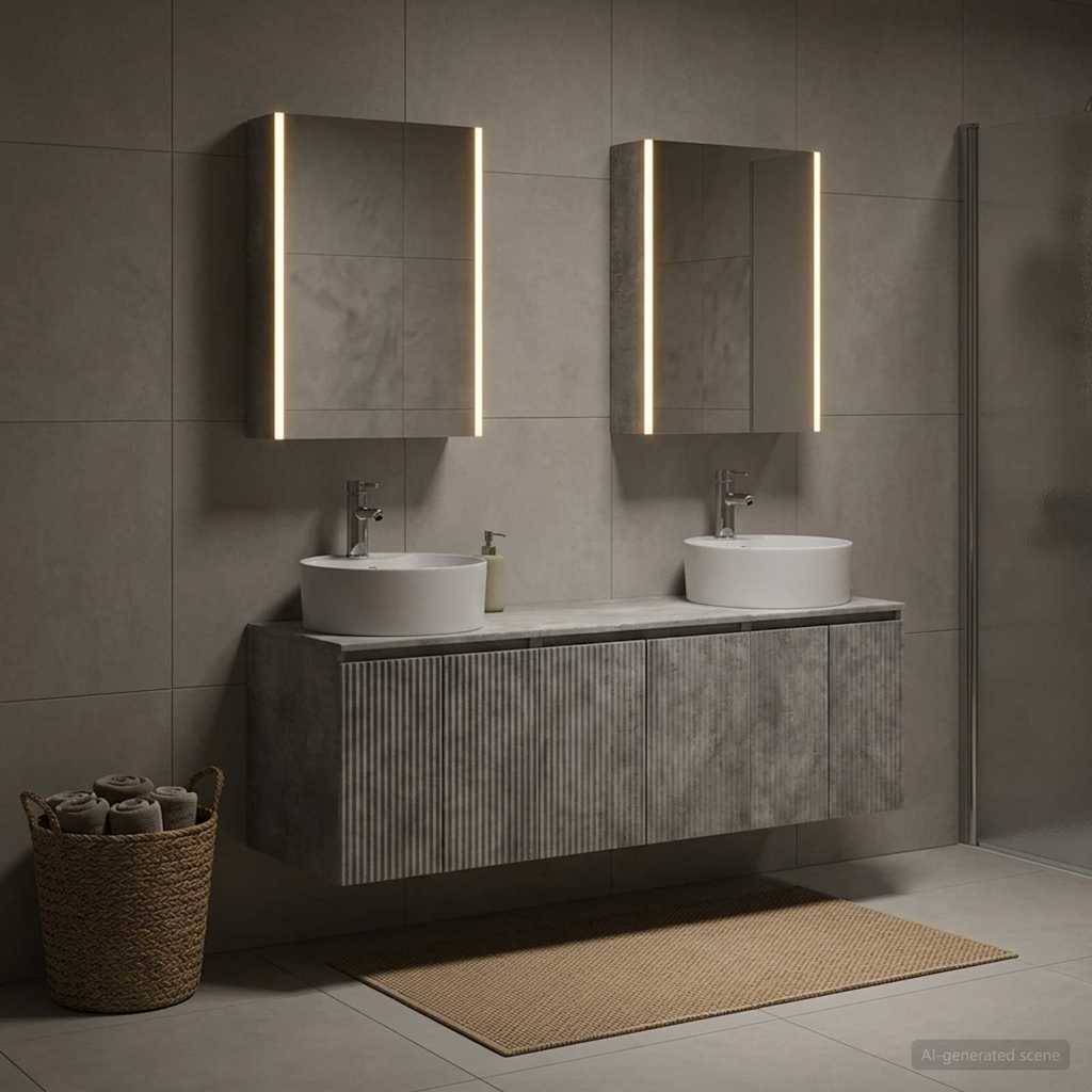 vidaXL Badezimmerschrank-Set 5 pcs Betongrau Holzwerkstoff