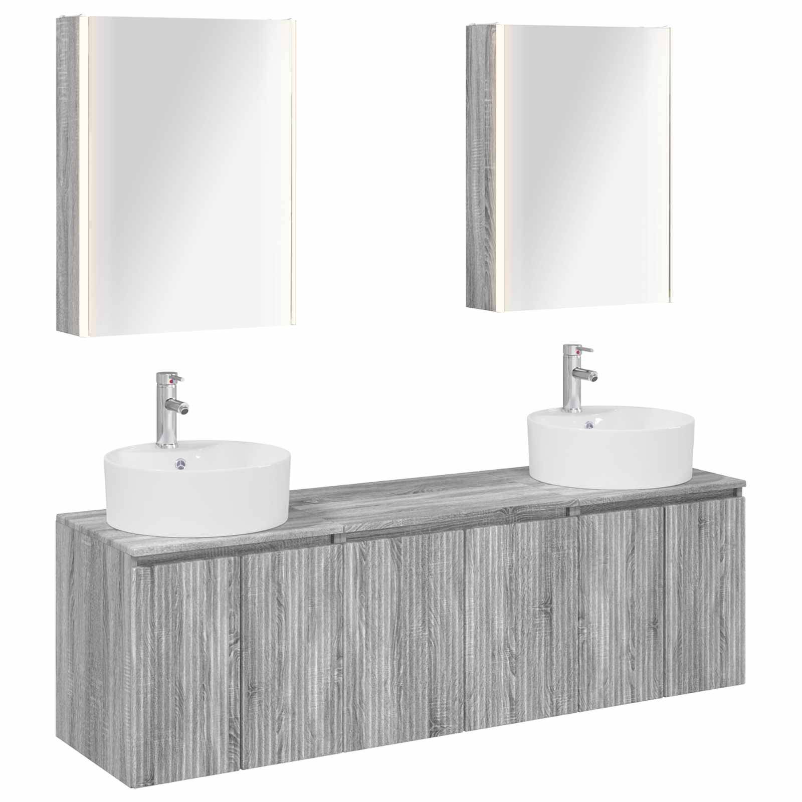 vidaXL Badezimmerschrank-Set 5 pcs Grau Sonoma Holzwerkstoff