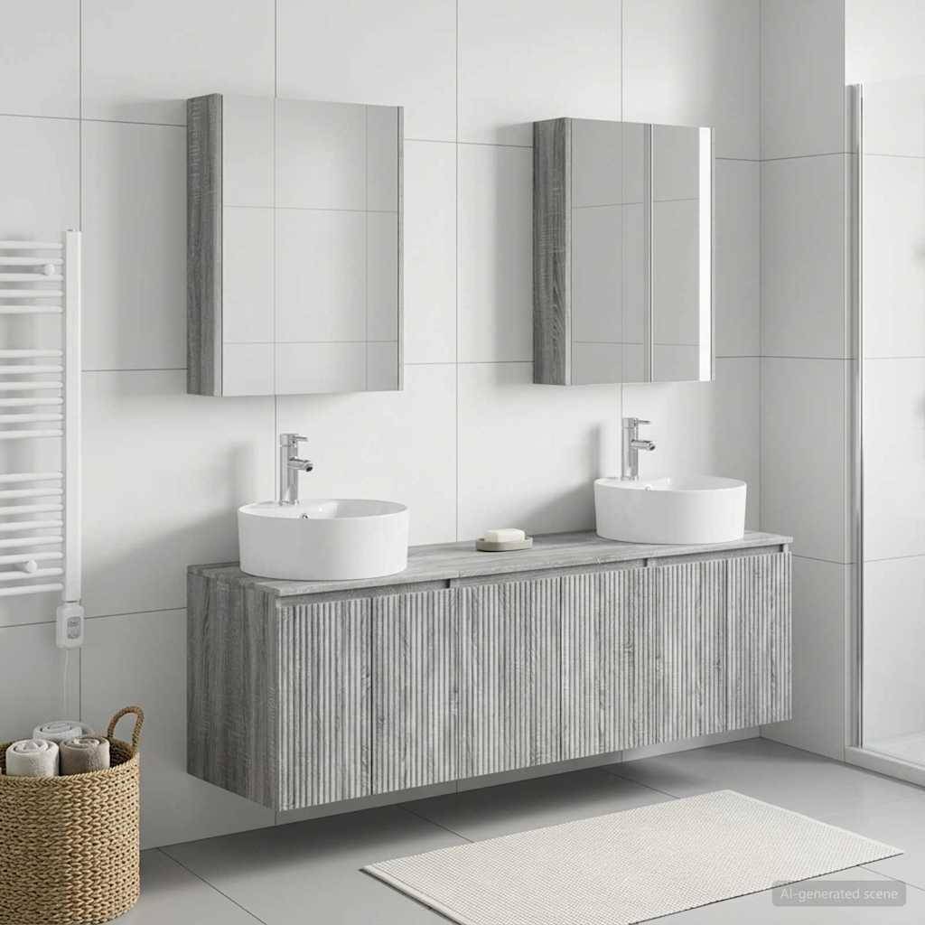 vidaXL Badezimmerschrank-Set 5 pcs Grau Sonoma Holzwerkstoff