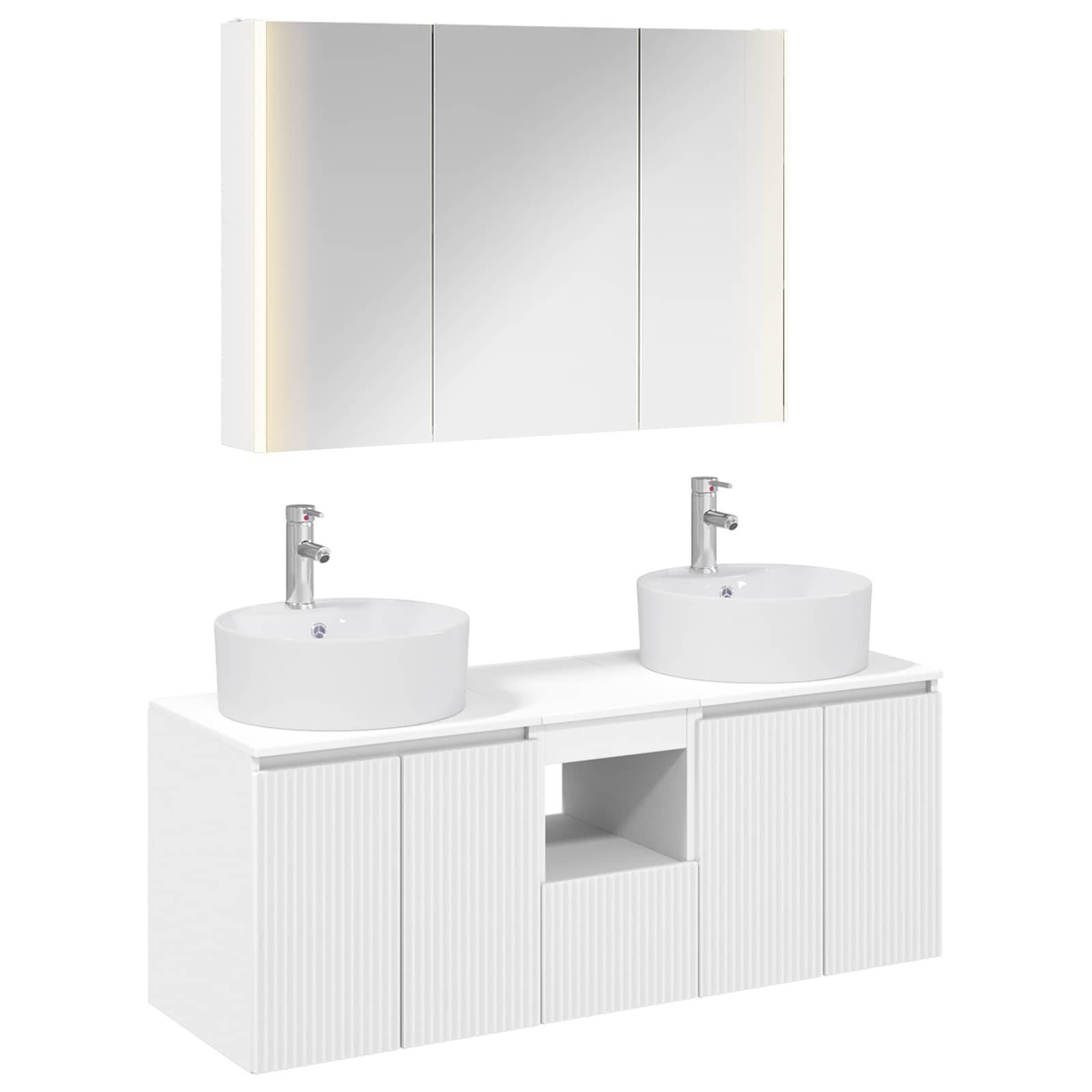 vidaXL Badezimmerschrank-Set 4 pcs Weiß Holzwerkstoff