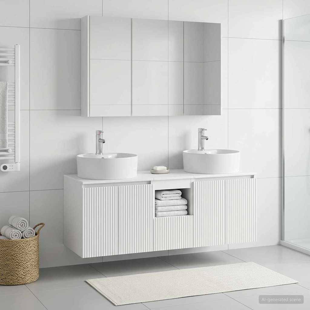 vidaXL Badezimmerschrank-Set 4 pcs Weiß Holzwerkstoff