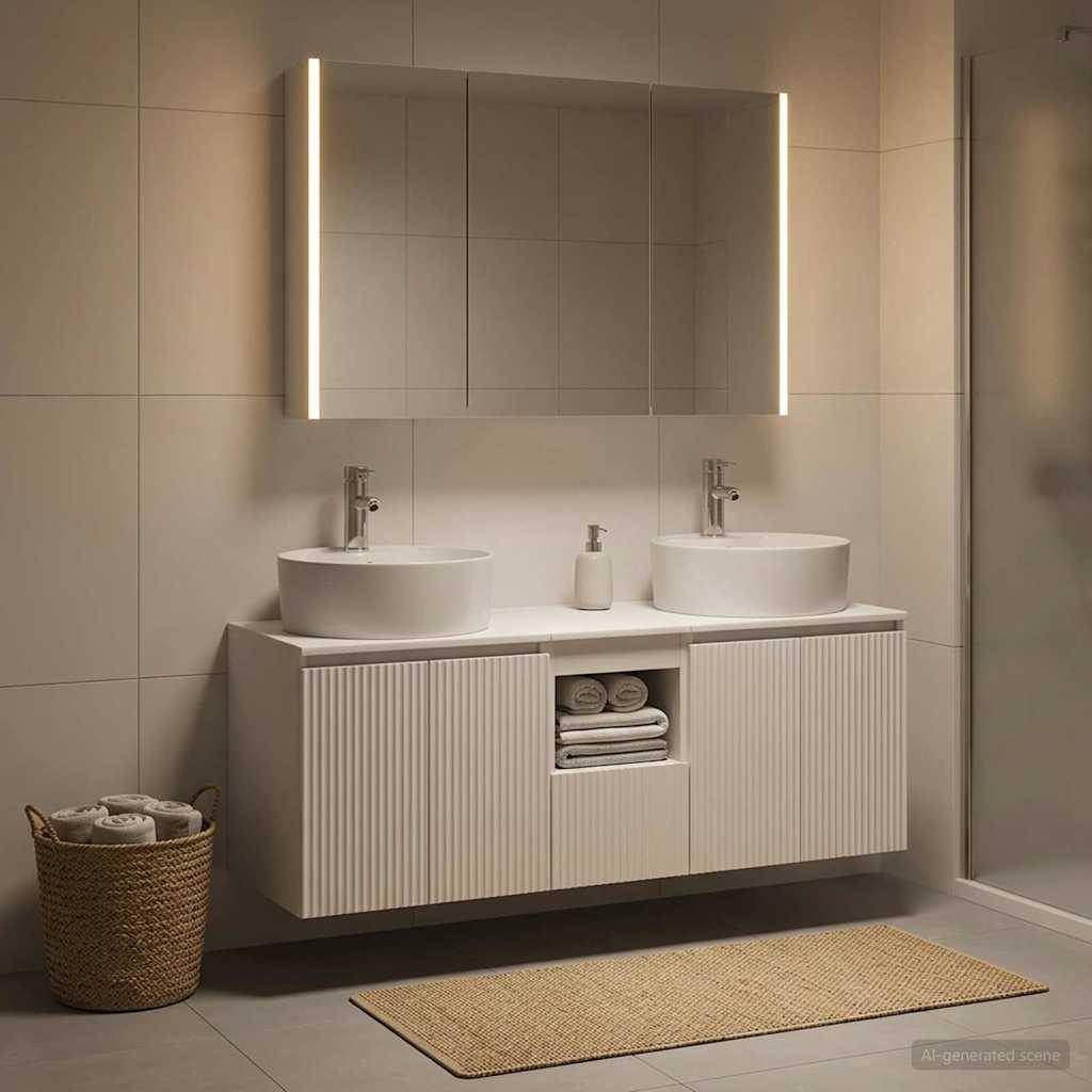 vidaXL Badezimmerschrank-Set 4 pcs Weiß Holzwerkstoff