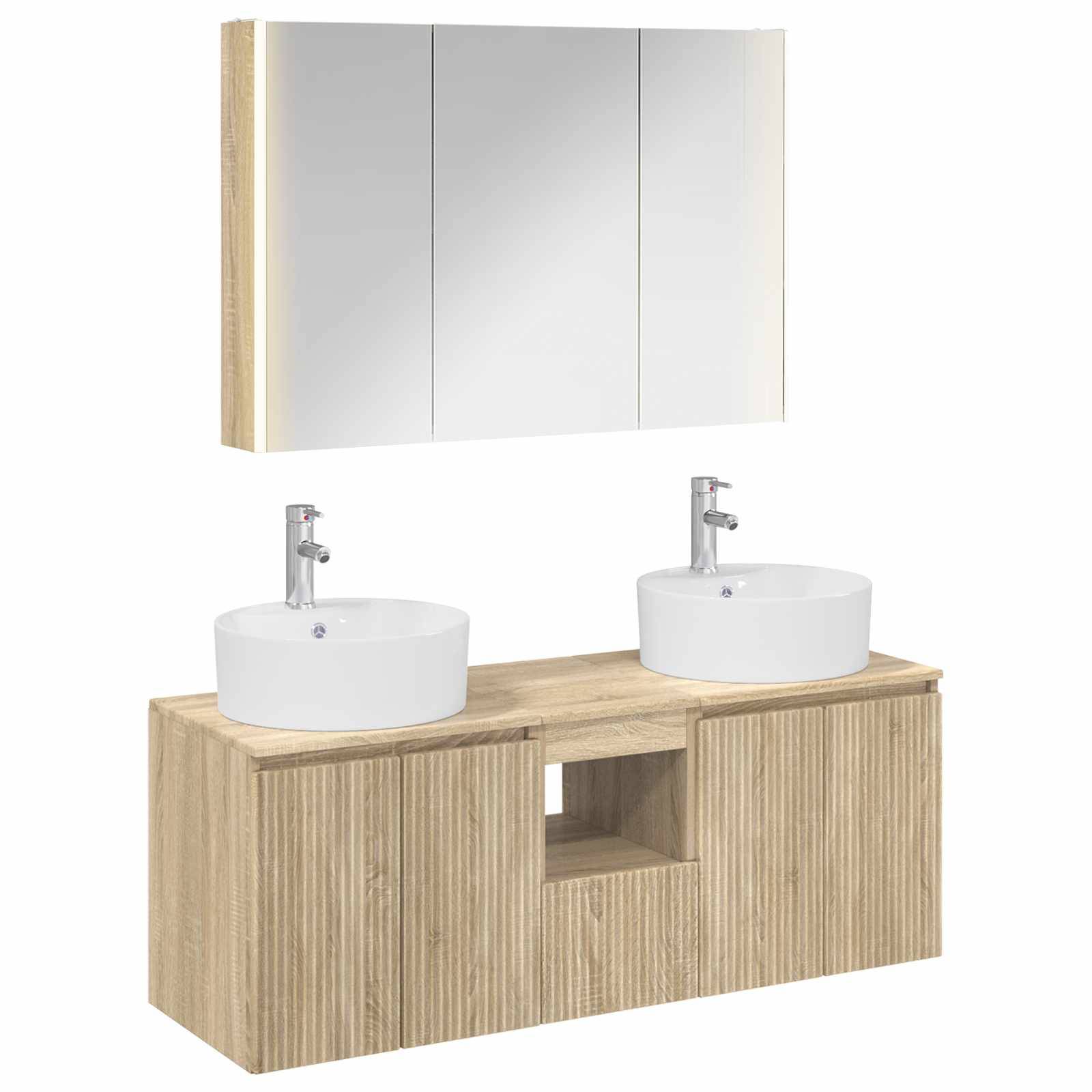 vidaXL Badezimmerschrank-Set 4 pcs Sonoma-Eiche Holzwerkstoff