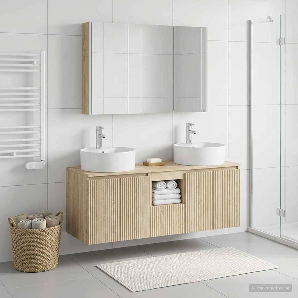 vidaXL Badezimmerschrank-Set 4 pcs Sonoma-Eiche Holzwerkstoff