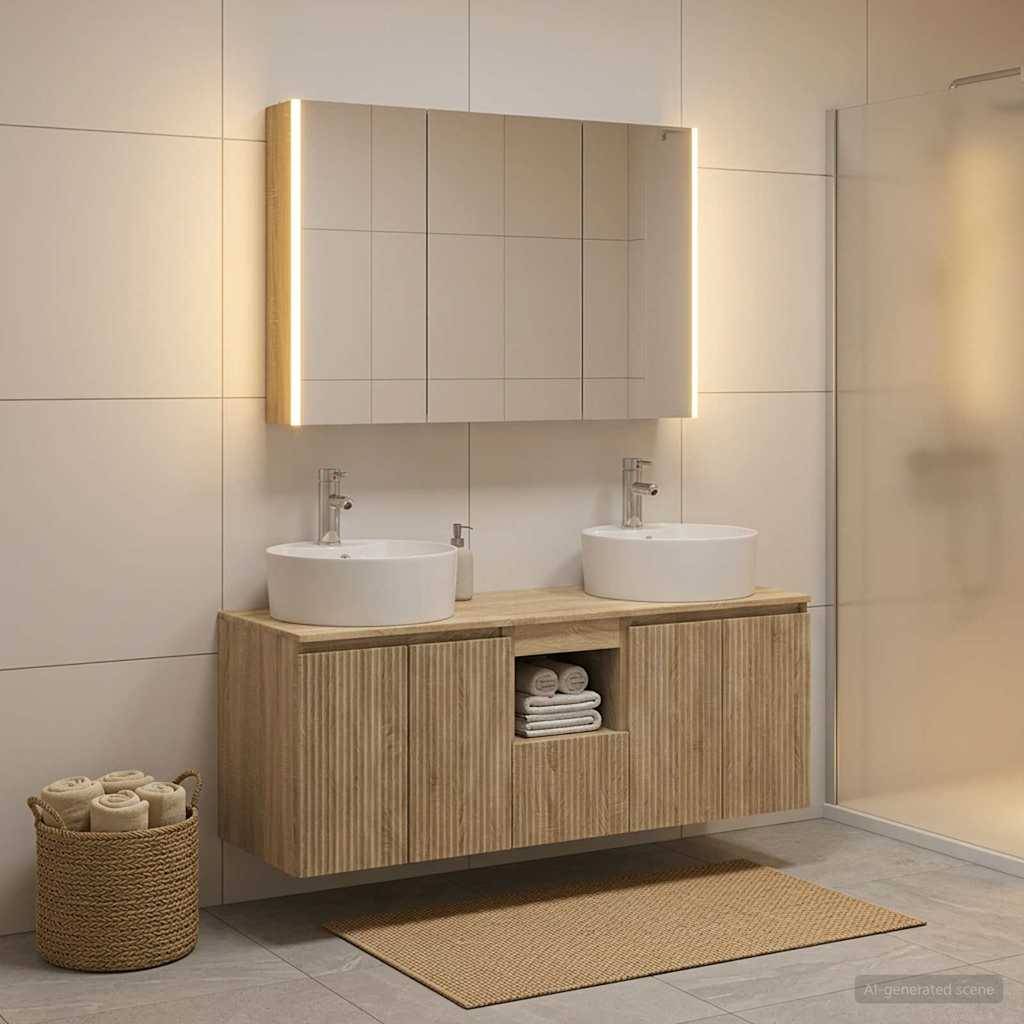 vidaXL Badezimmerschrank-Set 4 pcs Sonoma-Eiche Holzwerkstoff