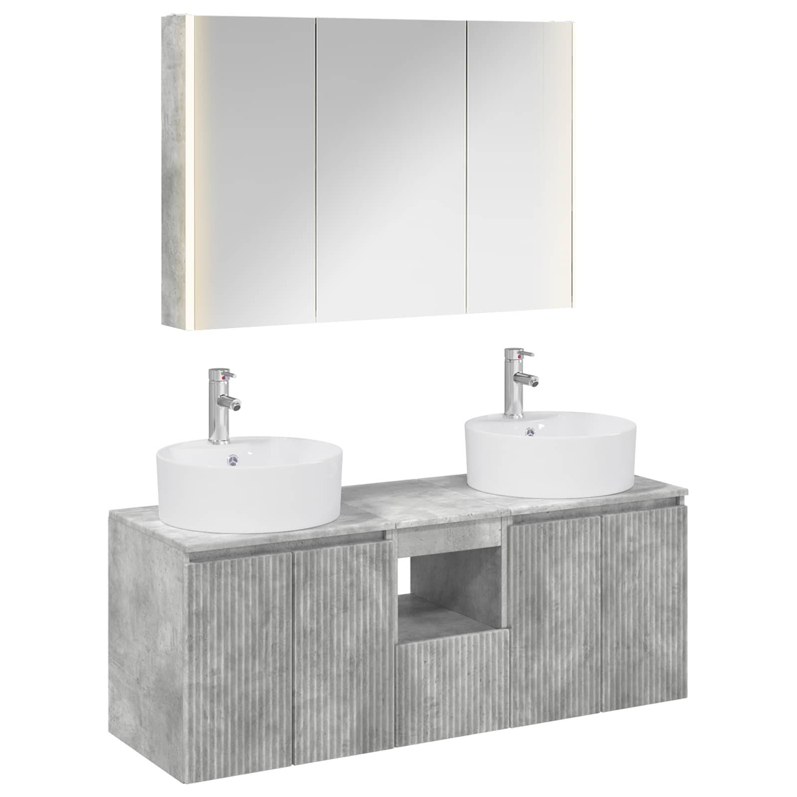 vidaXL Badezimmerschrank-Set 4 pcs Betongrau Holzwerkstoff