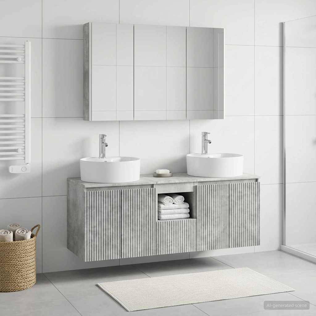 vidaXL Badezimmerschrank-Set 4 pcs Betongrau Holzwerkstoff