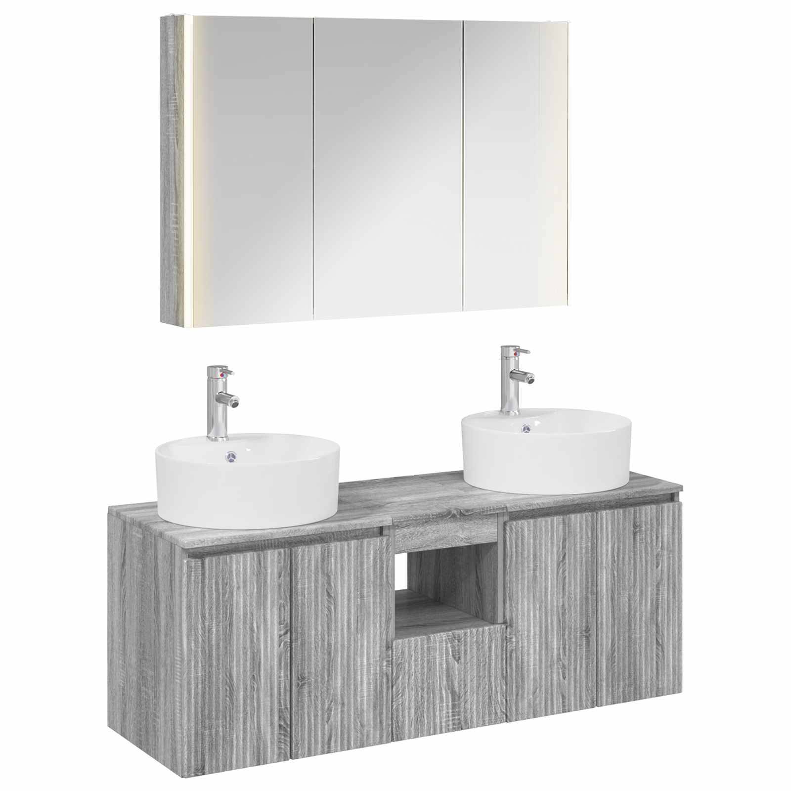 vidaXL Badezimmerschrank-Set 4 pcs Grau Sonoma Holzwerkstoff