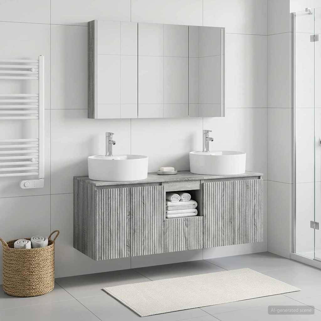 vidaXL Badezimmerschrank-Set 4 pcs Grau Sonoma Holzwerkstoff