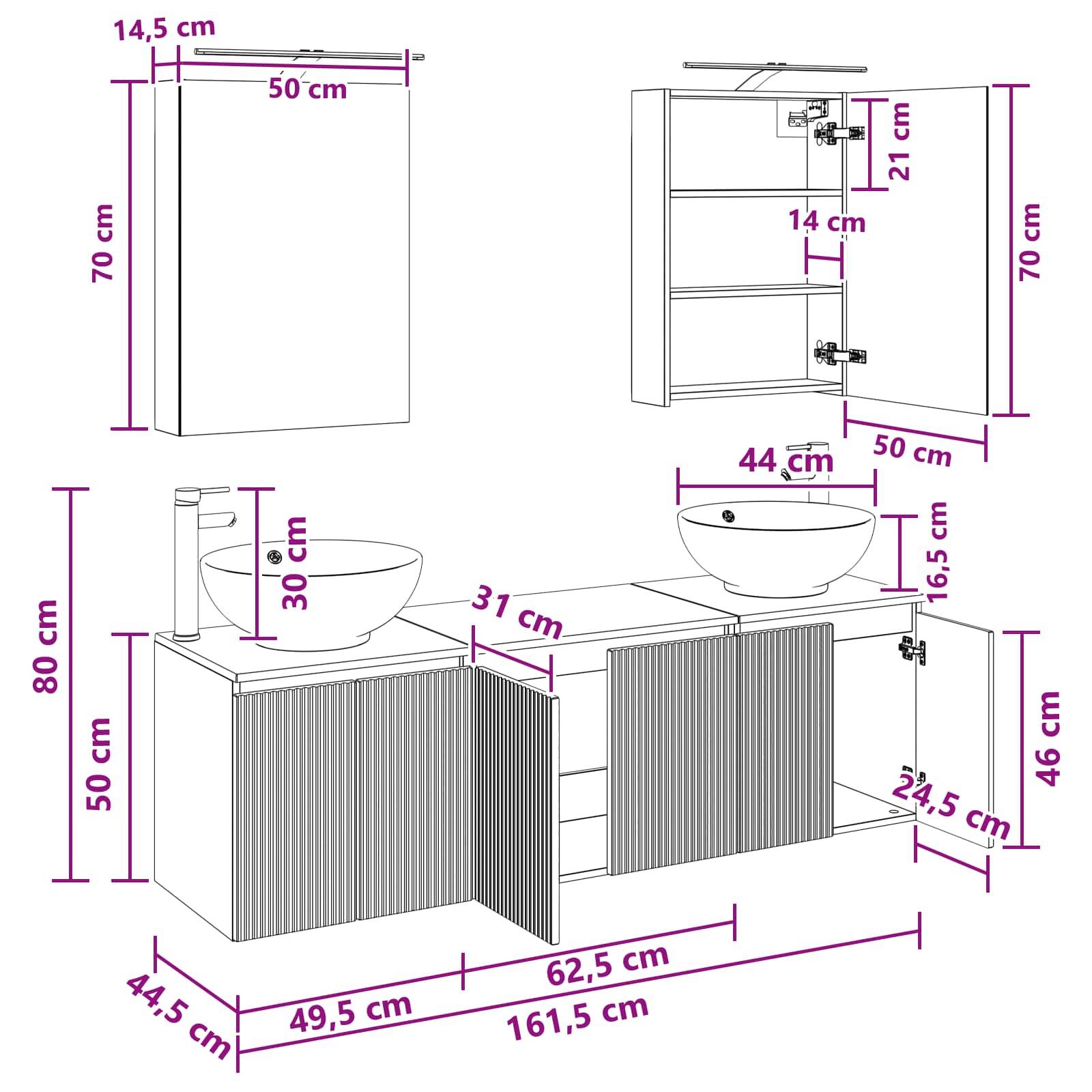 vidaXL Badezimmerschrank-Set 5 pcs Altholz Holzwerkstoff