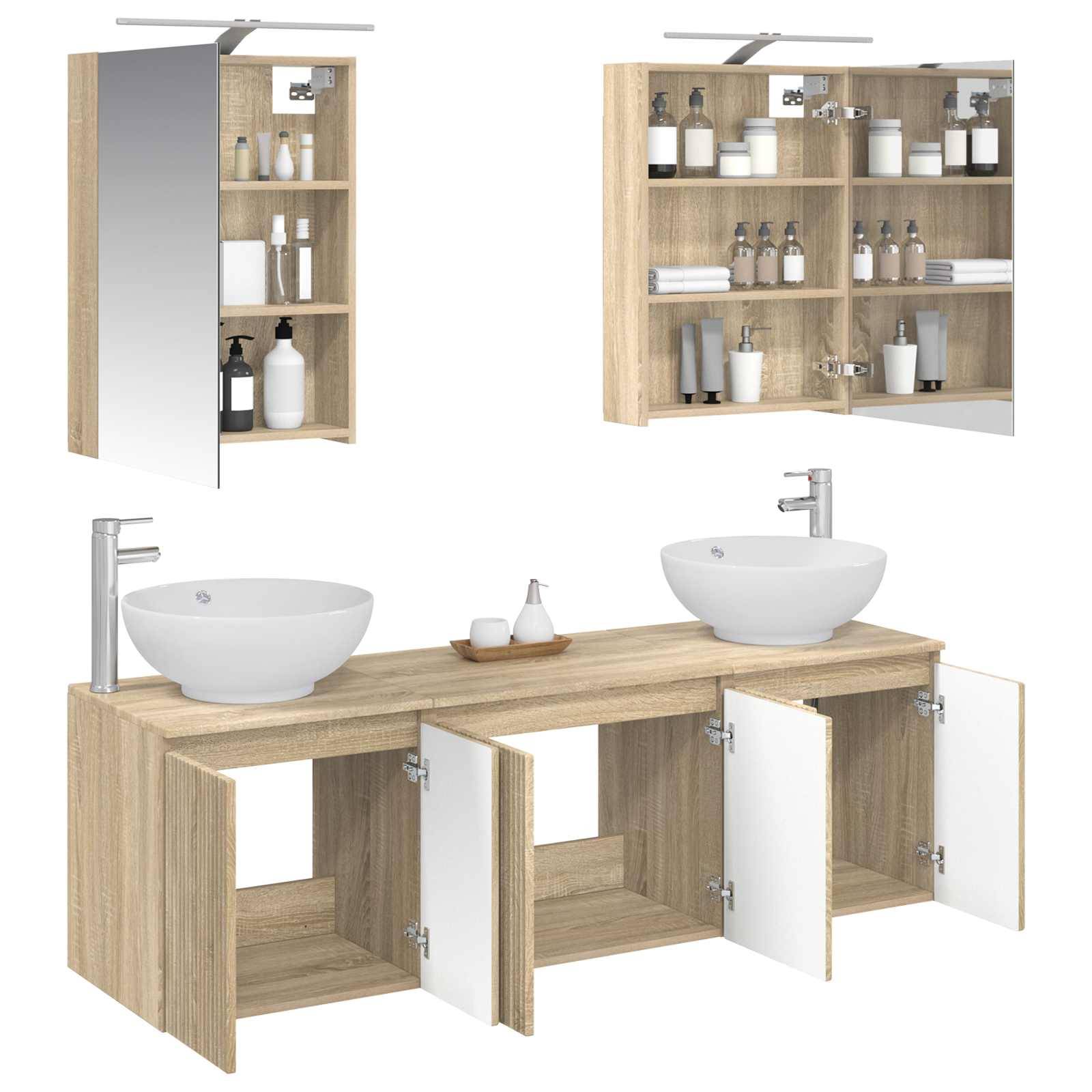 vidaXL Badezimmerschrank-Set 5 pcs Sonoma-Eiche Holzwerkstoff