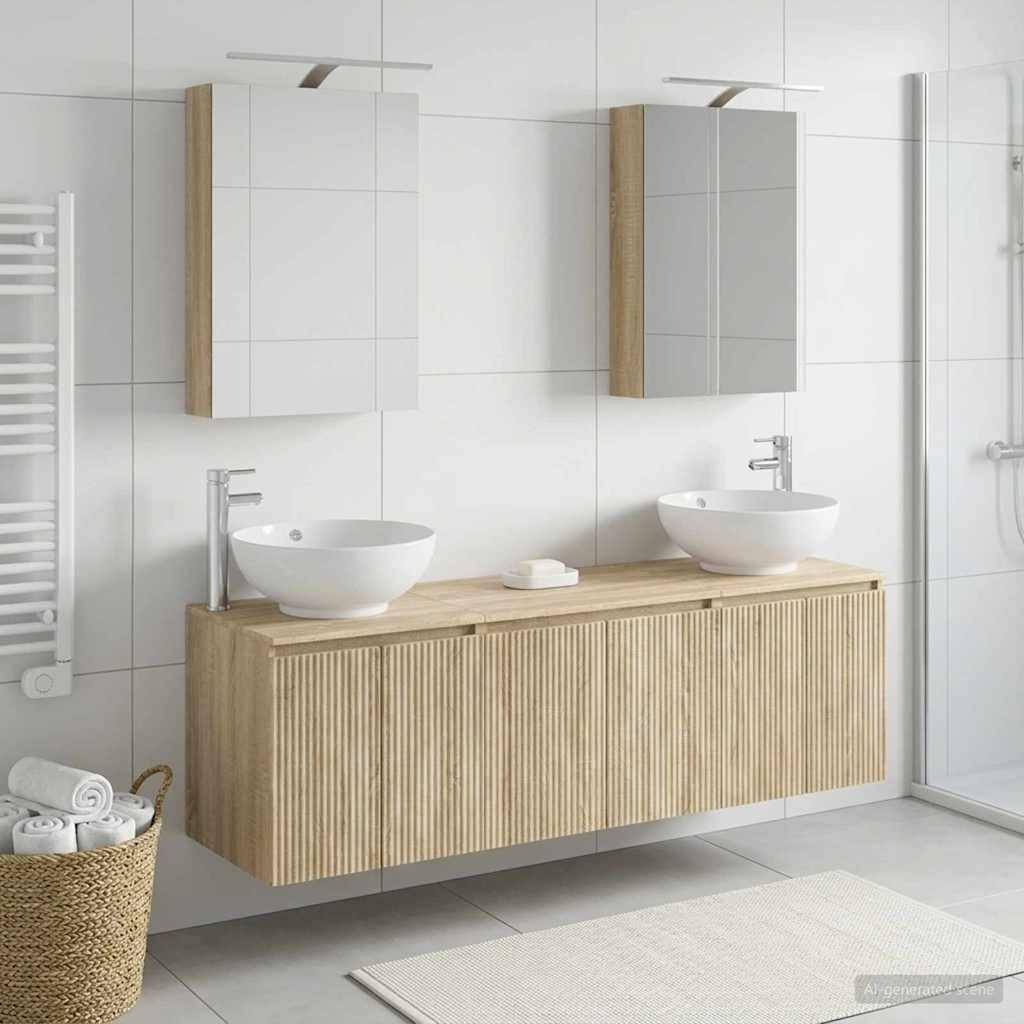 vidaXL Badezimmerschrank-Set 5 pcs Sonoma-Eiche Holzwerkstoff
