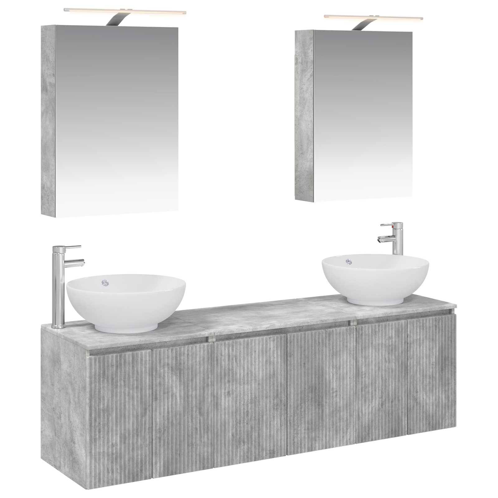 vidaXL Badezimmerschrank-Set 5 pcs Betongrau Holzwerkstoff