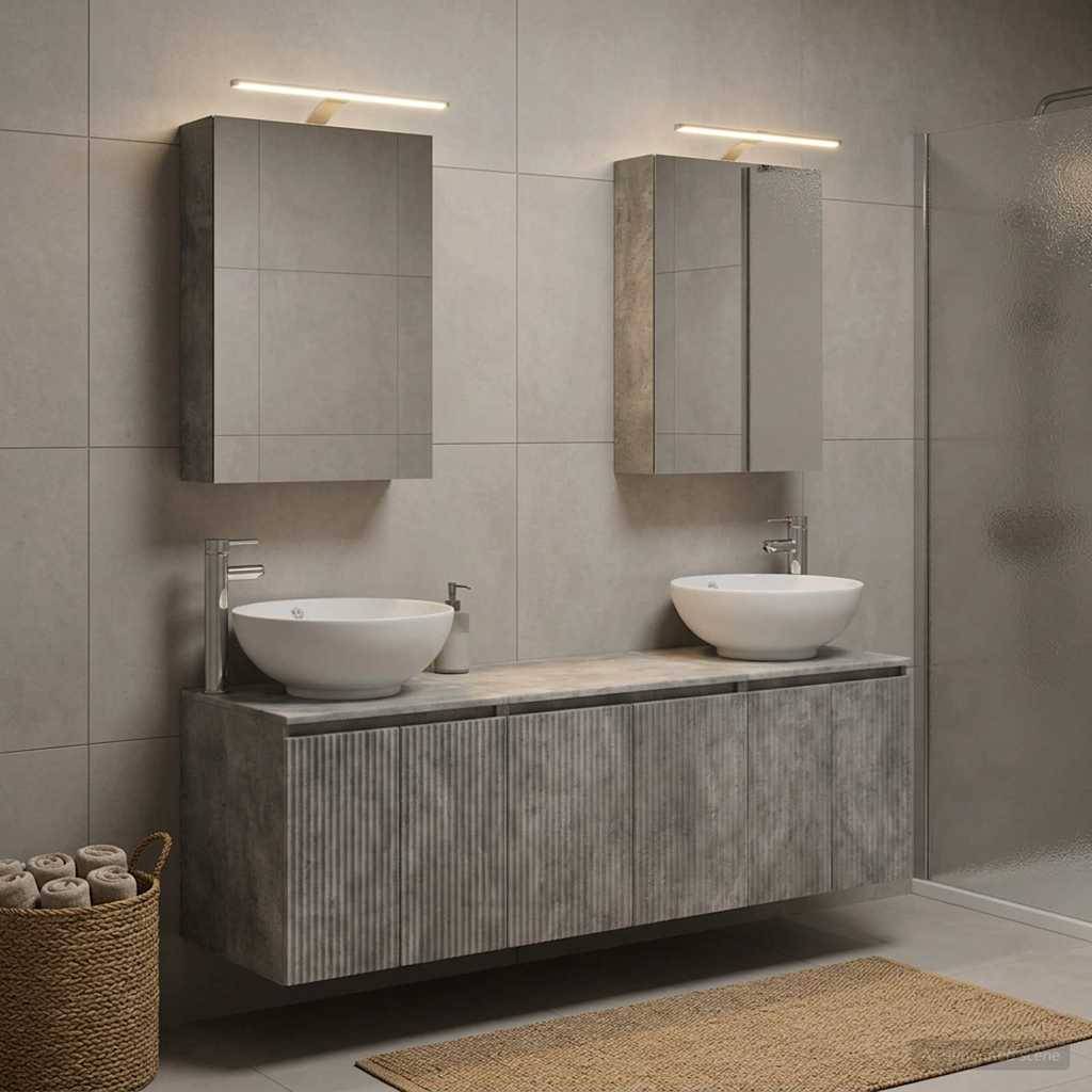 vidaXL Badezimmerschrank-Set 5 pcs Betongrau Holzwerkstoff